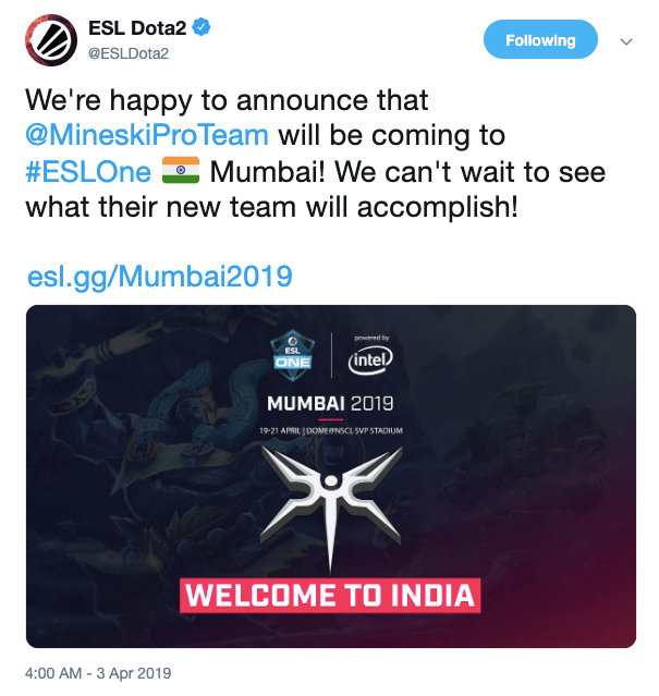 Mineski на ESL One Mumbai 2019